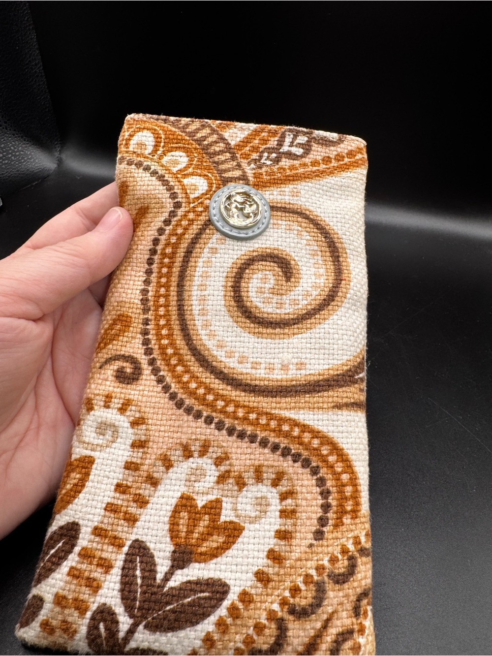 Spartina 449 Paisley Soft Eyewear Pouch in Tan and Cream